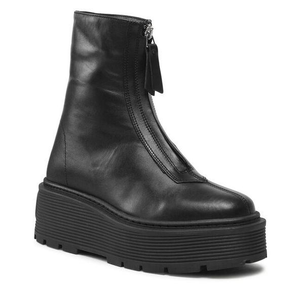 Botki Badura. Czarne botki damskie Badura, bez obcasa, na koturnie, bez zapięcia. Za 299.99 zł.