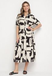 Czarna Wiskozowa Sukienka z Geometrycznym Wzorem Filarin. Czarne sukienki damskie Born2be, bez wzorów, z wiskozy, eleganckie, bez ramiączek. W wyprzedaży za 72.24 zł.