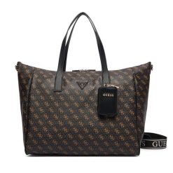Torebka Guess. Czarne shopper bag Guess, z aplikacjami, bez dodatków. Za 794.99 zł.
