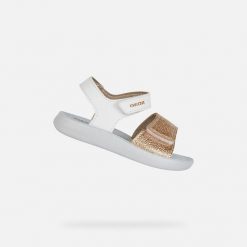 Sandały GEOX B SANDAL LIGHTFLOPPY Biały. Białe sandały damskie Geox, bez wzorów, z syntetyku, bez obcasa, bez zapięcia. Za 145.99 zł.