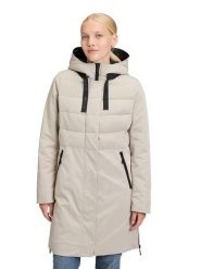 AMBER & JUNE Płaszcz zimowy w kolorze kremowym rozmiar: 46. Brązowe płaszcze damskie AMBER & JUNE, na zimę, bez wzorów, z puchu, bez kaptura. Za 351.95 zł.