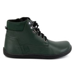 Olivier Damskie minimalistyczne buty skórzane zimowe barefoot 1262 zielone. Zielone botki damskie na zimę, ze skóry, bez obcasa, bez zapięcia. Za 559.87 zł.