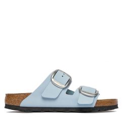 Klapki Birkenstock. Niebieskie klapki damskie Birkenstock, bez wzorów, bez obcasa, bez zapięcia. Za 599.99 zł.