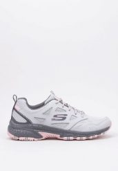 Buty trekkingowe damskie, Skechers Hillcrest - Pure Escapade. Szare obuwie trekkingowe damskie Skechers, z materiału, przed kostkę, bez zapięcia. Za 269.99 zł.