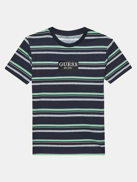 Guess T-Shirt L4YI24 K8HM3 Granatowy Regular Fit. Niebieskie t-shirty i koszulki chłopięce Guess, z aplikacjami, z bawełny, bez kołnierzyka, bez ramiączek. Za 79.99 zł.