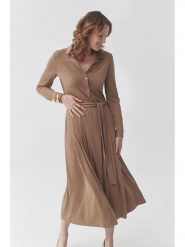 TATUUM Sukienka "Sandy" w kolorze jasnobrązowym rozmiar: M. Brązowe sukienki damskie TATUUM, bez wzorów, bez ramiączek. Za 183.59 zł.