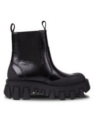 Tommy Jeans Sztyblety Tjw Chunky Chelsea Mix Material EN0EN02375 Czarny. Czarne botki damskie Tommy Jeans, z jeansu, bez obcasa, na płaskiej podeszwie, bez zapięcia. Za 679.99 zł.