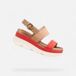 Sandały GEOX D GARDENIA Pomarańczowy. Brązowe sandały damskie Geox, bez wzorów, ze skóry, bez obcasa, bez zapięcia. Za 421.99 zł.