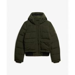 Damska kurtka puchowa Superdry Everest. Zielone kurtki damskie Superdry, bez wzorów, z puchu, bez kaptura. Za 742.90 zł.