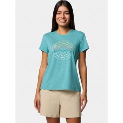 Koszulka szybkoschnąca damska Columbia Sloan Ridge Graphic SS Tee. Czarne koszulki damskie Columbia, s, bez wzorów, bez kołnierzyka, bez ramiączek. Za 143.99 zł.