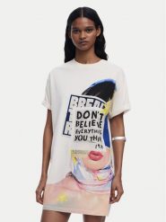 Desigual Sukienka codzienna Berlin 25SWVK20 Beżowy Regular Fit. Brązowe sukienki damskie Desigual, bez wzorów, z bawełny, bez ramiączek. Za 219.99 zł.