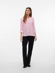 Vero Moda Koszula w kolorze jasnoróżowym rozmiar: XS. Różowe koszule damskie Vero Moda, s, bez wzorów, z wiskozy, klasyczne, bez kołnierzyka, bez ramiączek. Za 52.67 zł.