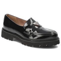 Czarne Półbuty Filippo Eleganckie Obuwie Damskie. Czarne półbuty damskie Filippo, na wiosnę, bez wzorów, z lakierowanej skóry, bez obcasa, bez zapięcia. Za 149.00 zł.
