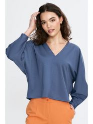 Nife Bluzka w kolorze niebieskim rozmiar: 36/38. Niebieskie bluzki damskie Nife, bez wzorów, bez kołnierzyka, bez ramiączek. Za 117.17 zł.