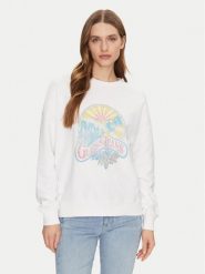 Guess Bluza W5GQ16 K68I4 Biały Regular Fit. Białe bluzy damskie Guess, l, z aplikacjami, z bawełny, bez kaptura. Za 199.99 zł.