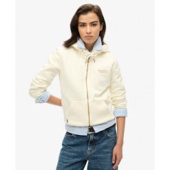 Bluza z kapturem z logo Essential. Białe koszulki sportowe damskie Superdry, bez wzorów, z bawełny, bez ramiączek. W wyprzedaży za 326.20 zł.