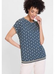 Olsen Bluzka w kolorze granatowo-białym rozmiar: 38. Białe bluzki damskie Olsen, bez wzorów, bez kołnierzyka, bez ramiączek. Za 60.99 zł.