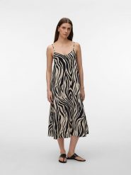 Vero Moda Sukienka w kolorze beżowo-czarnym rozmiar: XS. Brązowe sukienki damskie Vero Moda, bez wzorów, bez ramiączek. Za 105.38 zł.