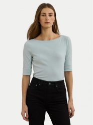 LAUREN RALPH LAUREN Bluzka 200654963187 Błękitny Slim Fit. Niebieskie bluzki damskie Lauren Ralph Lauren, xl, bez wzorów, z bawełny, bez kołnierzyka, bez ramiączek. W wyprzedaży za 169.99 zł.