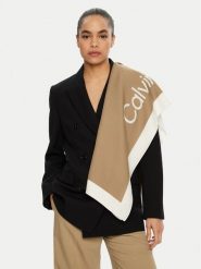 Calvin Klein Chusta K60K612882 Beżowy. Brązowe chusty damskie Calvin Klein, bez wzorów, z materiału. Za 269.99 zł.