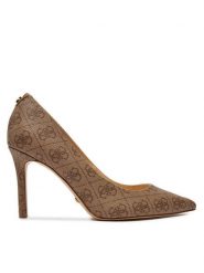 Guess Szpilki Dabbey 2 FLTDB2 FAL08 Beżowy. Brązowe szpilki damskie Guess, z aplikacjami, ze skóry, bez obcasa, na szpilce, bez zapięcia. Za 419.99 zł.