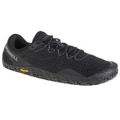 Buty do biegania damskie Merrell Vapor Glove 6. Czarne obuwie sportowe damskie Merrell, z materiału, bez zapięcia, do biegania. Za 443.00 zł.