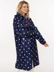 Zwillingsherz Płaszcz przeciwdeszczowy "Polka Dots" w kolorze granatowo-białym rozmiar: S/M. Białe płaszcze damskie Zwillingsherz, m, bez wzorów, z materiału, bez kaptura. Za 139.87 zł.