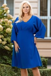 Ekskluzywna sukienka wizytowa odcinana pod biustem TYCJANA chabrowa PROMOCJA. Niebieskie sukienki damskie KARKO, bez wzorów, z elastanu, eleganckie, bez ramiączek. Za 89.50 zł.