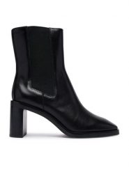 Calvin Klein Botki Block Heel Chelsea Boot Lth HW0HW03177 Czarny. Czarne botki damskie Calvin Klein, ze skóry, bez obcasa, na słupku, bez zapięcia. Za 799.99 zł.