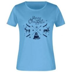 Damska koszulka Jm Christmas Blue 2xl. Niebieskie sukienki damskie 55PROTEC, bez wzorów, z bawełny, sportowe, bez ramiączek. Za 118.99 zł.