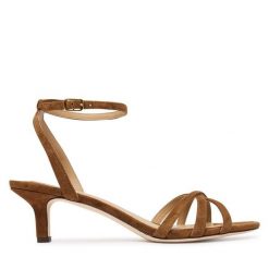 Sandały LAUREN RALPH LAUREN. Brązowe sandały damskie Lauren Ralph Lauren, bez wzorów, bez obcasa, na szpilce, bez zapięcia. Za 729.99 zł.