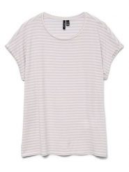 Vero Moda Koszulka w kolorze lawendowo-kremowym rozmiar: XS. Brązowe bluzki damskie Vero Moda, xs, bez wzorów, bez kołnierzyka, bez ramiączek. Za 48.39 zł.