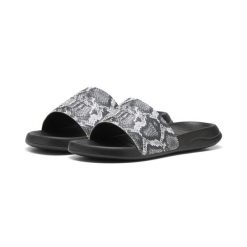 Damskie klapki Popcat 20 Snake Chic PUMA Black Silver Metallic. Czarne klapki damskie Puma, bez wzorów, z syntetyku, bez obcasa, bez zapięcia. Za 93.25 zł.