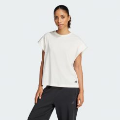 Koszulka Yoga. Białe bluzki damskie Adidas, xl, bez wzorów, z materiału, bez kołnierzyka, bez ramiączek. Za 159.00 zł.