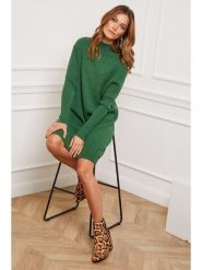 So Cachemire Sukienka dzianinowa "Doumbia" w kolorze zielonym rozmiar: M. Zielone sukienki damskie So Cachemire, bez wzorów, z dzianiny, bez ramiączek. Za 195.99 zł.