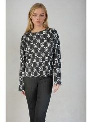 Monki Bluzka w kolorze czarnym rozmiar: L. Czarne bluzki damskie Monki, l, bez wzorów, bez kołnierzyka, bez ramiączek. Za 43.99 zł.