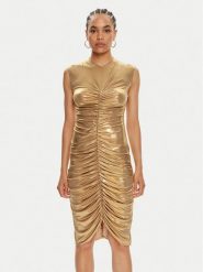 NORMA KAMALI Sukienka koktajlowa ST1243LMD45008 Złoty Slim Fit. Żółte sukienki damskie Norma Kamali, bez wzorów, z syntetyku, wizytowe, bez ramiączek. Za 699.99 zł.