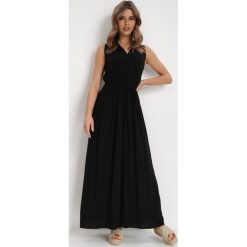 Czarna Sukienka Clymiolea. Czarne sukienki damskie Born2be, bez wzorów, z tkaniny, eleganckie, bez ramiączek. Za 99.99 zł.