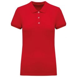Damska koszulka polo pique Kariban. Czerwone koszulki damskie KARIBAN, bez wzorów, z bawełny, bez kołnierzyka, bez ramiączek. Za 199.00 zł.