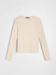 Bawełniana koszulka z długim rękawem - żółty. Żółte koszulki damskie Sinsay, l, bez wzorów, z bawełny, bez kołnierzyka, bez ramiączek. Za 19.99 zł.