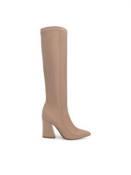 Nine West Kozaki SHARLEEZ 13196H Beżowy. Brązowe kozaki damskie Nine West, ze skóry, bez obcasa, na słupku, bez zapięcia. Za 329.99 zł.
