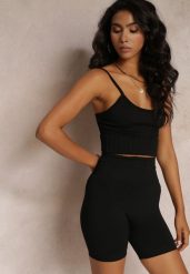 Czarne Szorty Push-Up z Wysokim Stanem Adalama. Czarne spodenki sportowe damskie Renee, s, bez wzorów, z podwyższonym stanem. Za 39.99 zł.