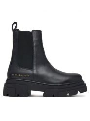 Tommy Hilfiger Sztyblety Leather Chunky Chelsea Boot FW0FW09679 Czarny. Czarne botki damskie Tommy Hilfiger, bez obcasa, na płaskiej podeszwie, bez zapięcia. Za 699.99 zł.