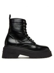 Tommy Jeans Trzewiki Tjw Chunky Shiny EN0EN02848 Czarny. Czarne botki damskie Tommy Jeans, z jeansu, bez obcasa, na płaskiej podeszwie, bez zapięcia. Za 599.99 zł.
