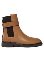 Tory Burch Sztyblety Double T Chelsea Boot 152831 Beżowy. Brązowe botki damskie Tory Burch, ze skóry, bez obcasa, na płaskiej podeszwie, bez zapięcia. Za 2,019.00 zł.