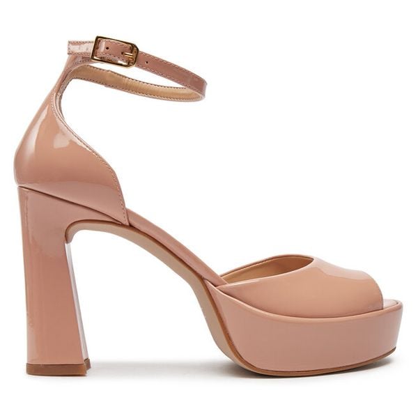 Sandały Unisa. Czerwone sandały damskie Unisa, bez wzorów, bez obcasa, na słupku, bez zapięcia. Za 479.99 zł.