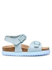 Geox Sandały J Bubblebow G J55MYA 000BC C4016 S Błękitny. Niebieskie sandały dziewczęce Geox, ze skóry, bez obcasa, bez zapięcia. Za 139.99 zł.