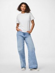 Pieces Koszulka "Pcria" w kolorze białym rozmiar: M. Białe bluzki damskie Pieces, m, bez wzorów, z bawełny, bez kołnierzyka, bez ramiączek. Za 61.46 zł.