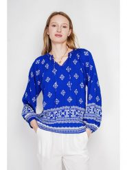 ASSUILI Bluzka w kolorze niebieskim rozmiar: 36. Niebieskie bluzki damskie Assuili, bez wzorów, bez kołnierzyka, bez ramiączek. Za 121.99 zł.