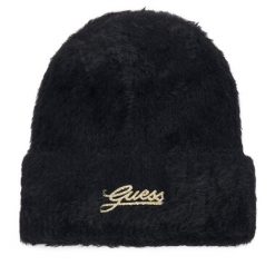 Czapka Guess. Czarne czapki damskie Guess, na zimę, z aplikacjami. Za 154.99 zł.